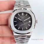 (GR) Swiss Grade Replica Patek Philippe Nautilus Cal 324 Watch Stainless Steel Gray Dial